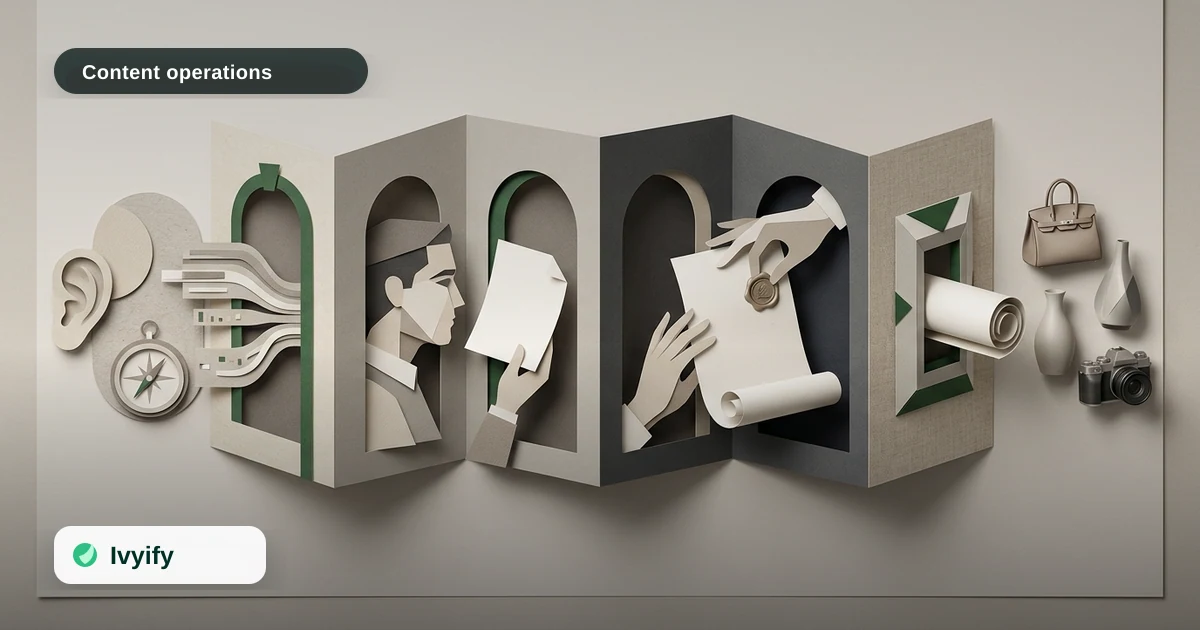 Editorial ecommerce illustration for A controlled Shopify content workflow from signal to publish